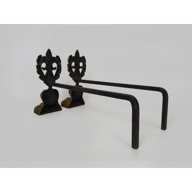 Black Early 20th Century Bronze Andirons with Lions Paw Feet For Sale - Image 8 of 9