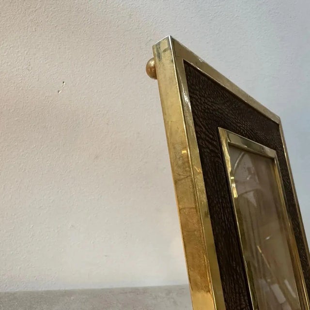Brass A 1970s High Quality Mid-Century Modern Brass and Skin Italian Picture Frame For Sale - Image 8 of 11