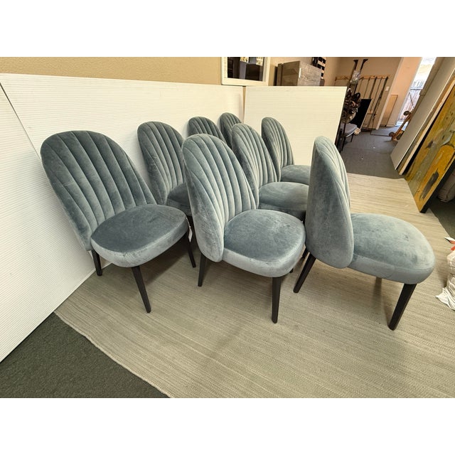 Arhaus Arco Channel Back Banks Velvet Dining Chairs, Set of Eight For Sale In San Francisco - Image 6 of 12