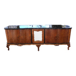 Antique Vintage Large Burl Wood Italian French Louis XV Sideboard For Sale