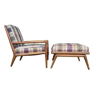 t.h. Robsjohn-Gibbings for Widdicomb Chair and Ottoman For Sale