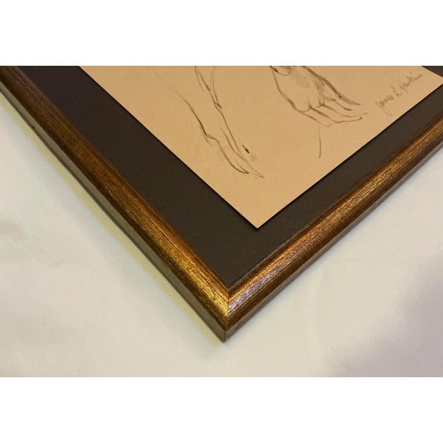 Realism Vintage Watercolor Sketch, Male Nude Figure, Signed, Mid 20th Century, Framed For Sale - Image 3 of 7