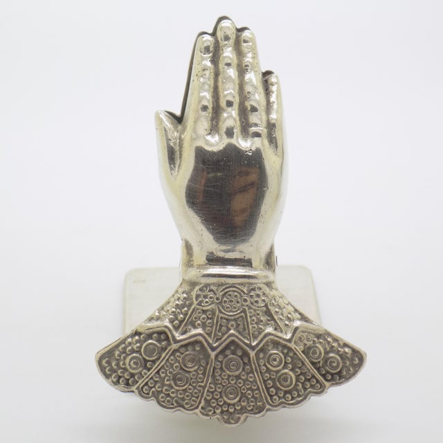 1970s Vintage Italian Handmade Florentine Silver 800 Hand-Shaped Memo Holder Desk Clip, 1970s For Sale - Image 5 of 15