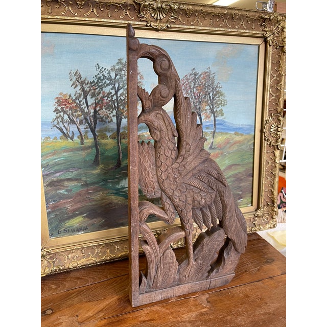 Vintage Hand-Carved Wooden Architectural Panel Featuring Bird Motif For Sale - Image 4 of 10