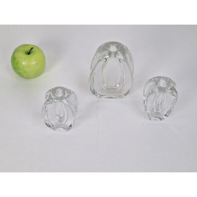 Vintage Set 3 vases Scandinavian design glass '60 Beautiful set in good intact condition. Dimensions: Height 15 cm x 10...