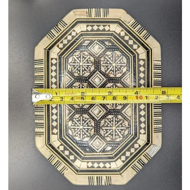Mid 20th Century Octagonal Mosaic Mother of Pearl Inlay Wooden Box For Sale - Image 10 of 12