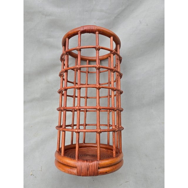 1960s 1960s Franco Albini Red Bamboo Umbrella Stand For Sale - Image 5 of 6