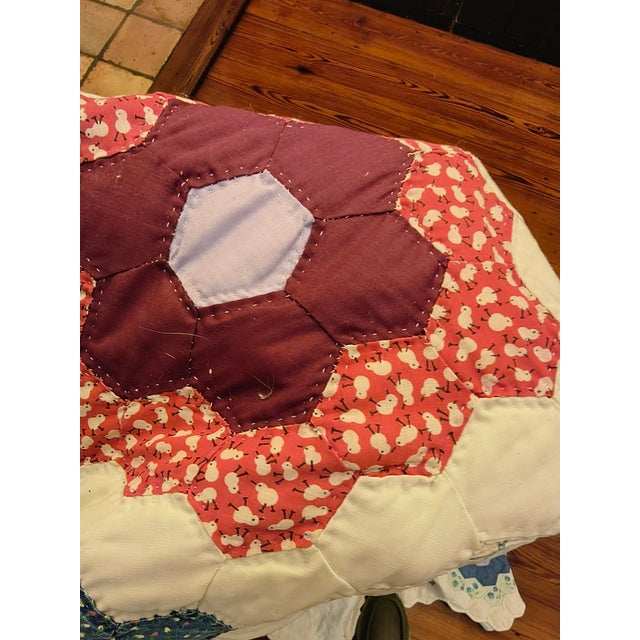 Textile Vintage Handmade Patchwork Quilt For Sale - Image 7 of 10