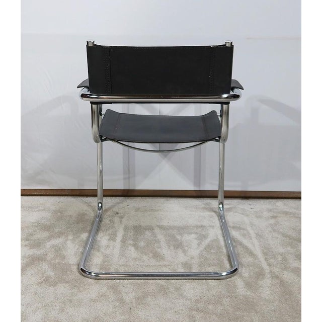 Chromed Metal Chair in Black Leather by Breuer, 1970 For Sale - Image 11 of 18