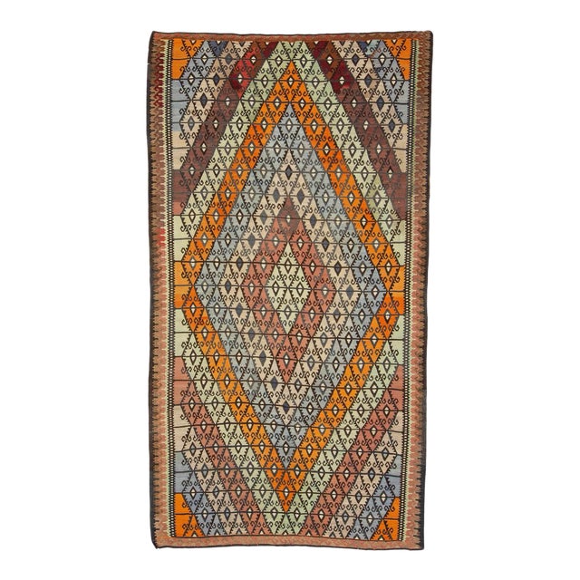 Vintage Turkish Kars Kilim Rug For Sale