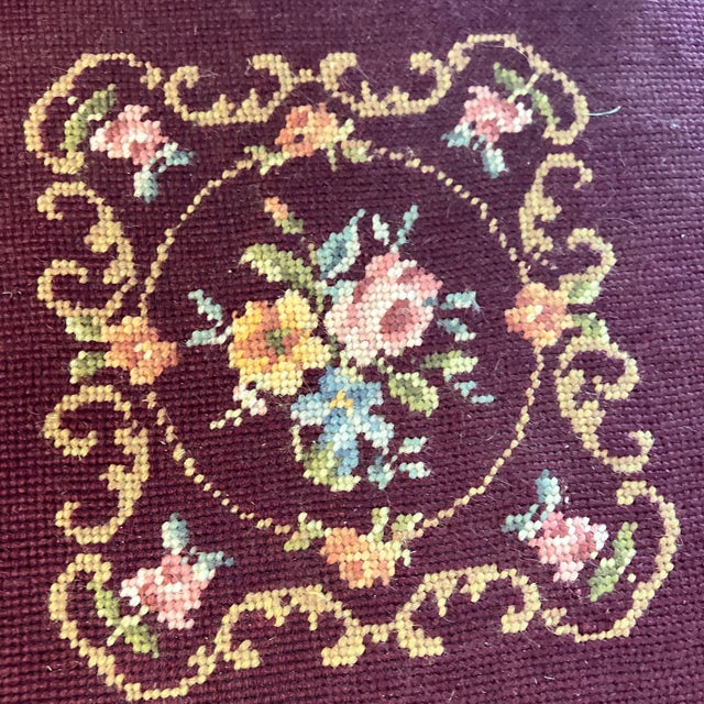 Vintage Needlepoint Chair With Wooden Hand Carved Accents For Sale - Image 10 of 10