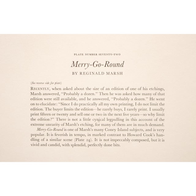 Gray 1939 After Reginald Marsh "Merry-Go-Round", First Edition Period Offset Lithograph For Sale - Image 8 of 9