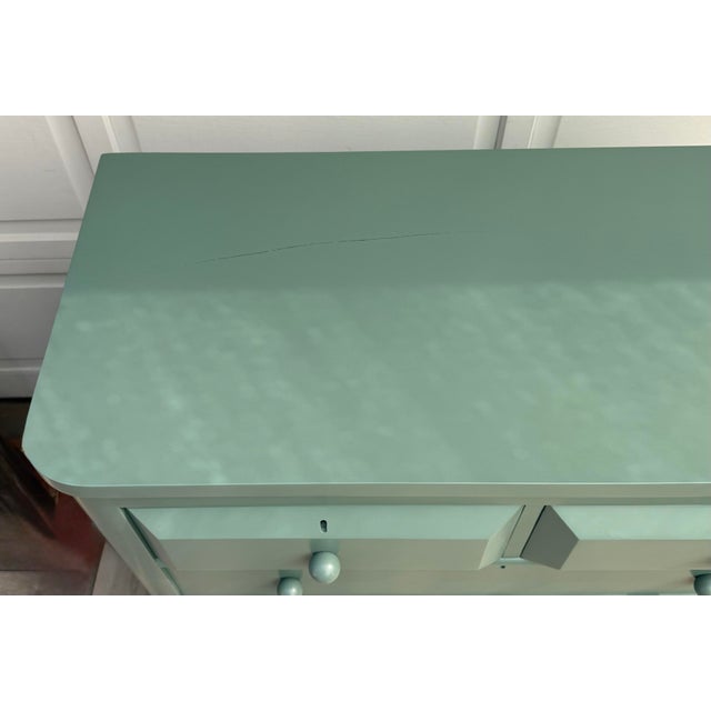 Green Antique 2-Over-3 Chest of Drawers Painted in Cameroon Green For Sale - Image 8 of 12