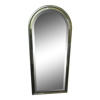 1970s Traditional Brass Mastercraft Arched Brass Wall Mirror For Sale