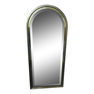 1970s Traditional Brass Mastercraft Arched Brass Wall Mirror For Sale