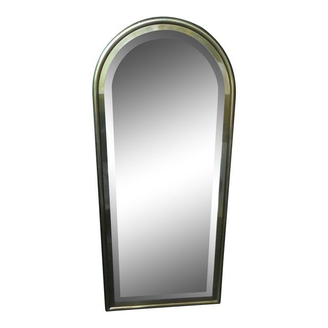 1970s Traditional Brass Mastercraft Arched Brass Wall Mirror