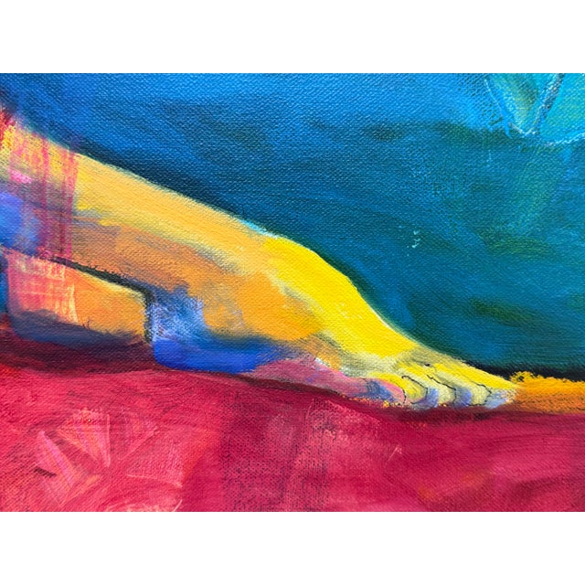 Textile "Bathing Beauty" Oil Painting, Framed For Sale - Image 7 of 12