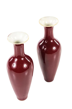 Chinese Antique Flambe Urn Vases - A Pair