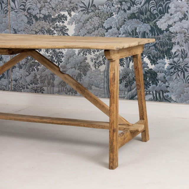 Neoclassical Early 19th C. Italian Pine Trestle Table in Original Patina For Sale - Image 3 of 17