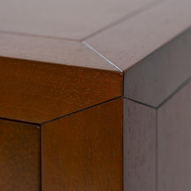 Transitional Cherry Wood Sideboard with Brass Geometric Hardware, 1980s For Sale - Image 6 of 18