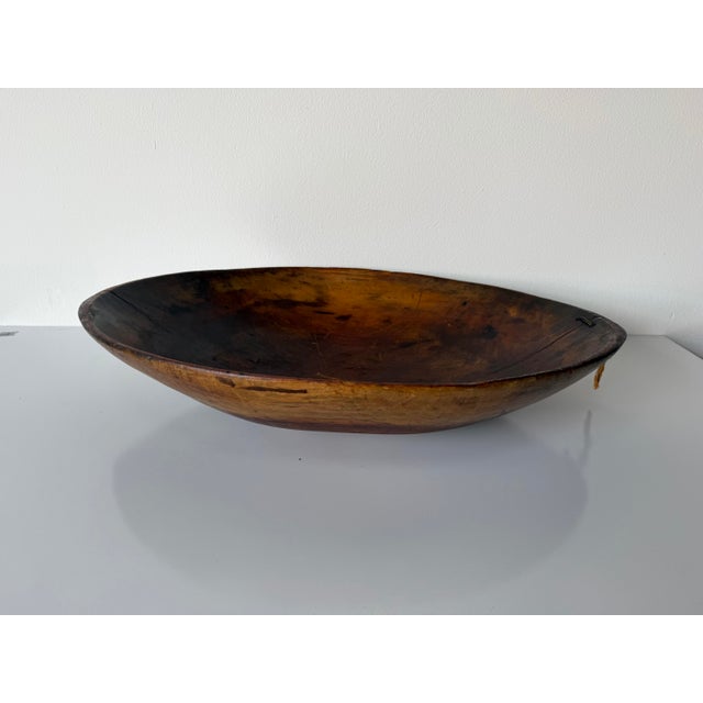 Wood Vintage Primitive Organic Style Hand-Carved Wood Bowl For Sale - Image 7 of 12