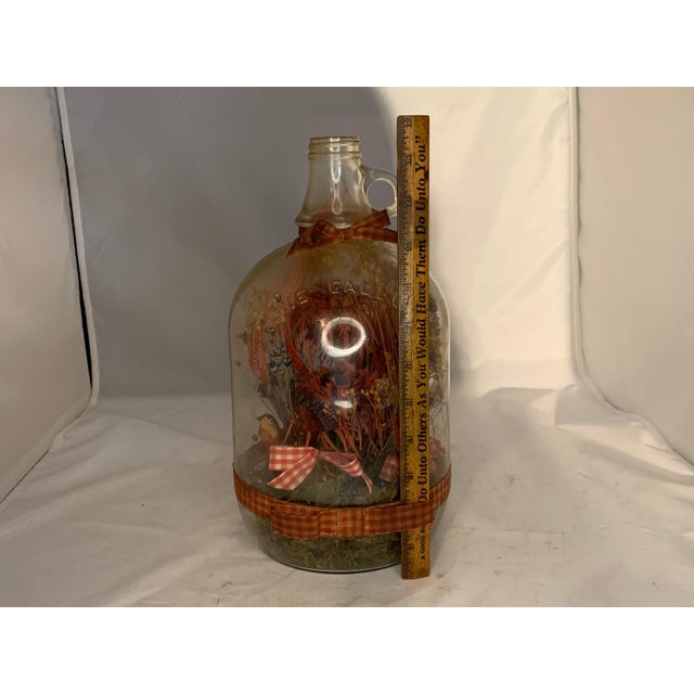 Folk Art Floral Bird Scene in One Gallon Jug For Sale - Image 10 of 10