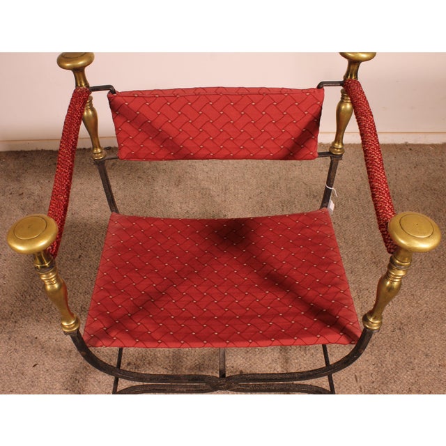 Curule Armchair in Wrought Iron and Bronze, 1890s For Sale - Image 11 of 13