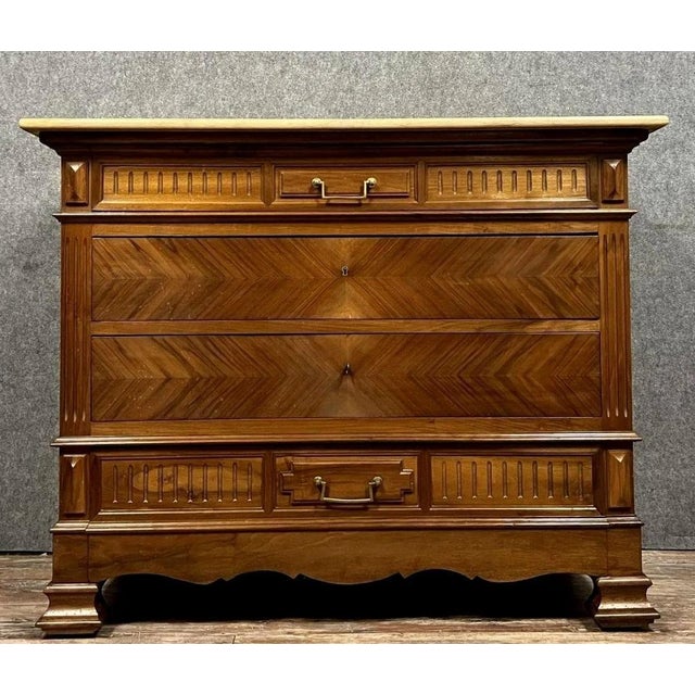 Brown Napoleon III Chest of Drawers in Walnut, 1850s For Sale - Image 8 of 8