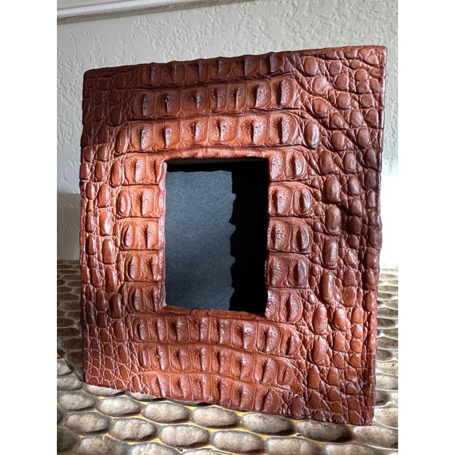 Vintage Italian 1970’s Picture Frame of CeramicWith Alligator Detail in Bronze /Brown For Sale - Image 9 of 9