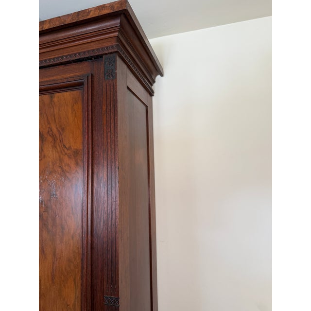 Brown Antique Victorian Walnut Armoire Wardrobe – Remodeled- 12 Draws, 10 Shelves For Sale - Image 8 of 10