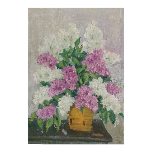 Vintage Floral Oil Painting, Still Life by Ukrainian Artist, 1974 50-35 For Sale