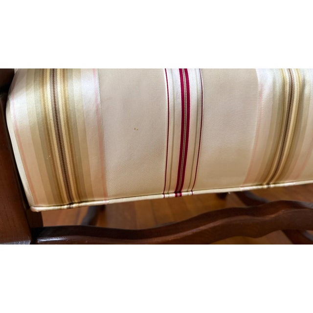 Pair of Pearson Furniture Armchairs – Striped Upholstery & Curved Silhouette For Sale - Image 11 of 12