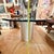 Wood Vintage Modernist Round Glass Dining Table With Brushed Aluminum-Look Pedestal Base For Sale - Image 7 of 12