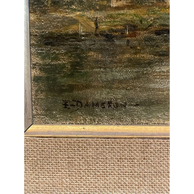 French 19th Century French Barbizon Landscape "La Seine" by Émile Charles Dameron For Sale - Image 3 of 4