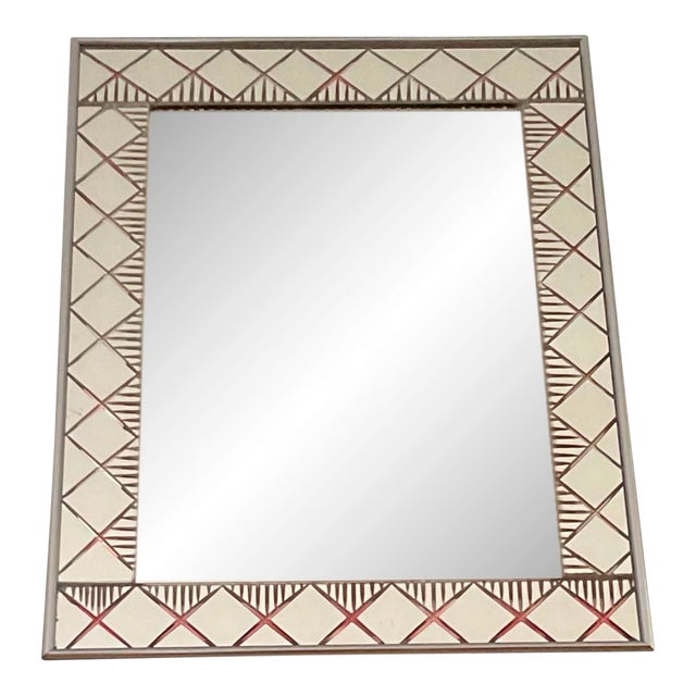 70s Rectangular Art Mirrored Wall Mirror Op Art Greg Copeland Style For Sale