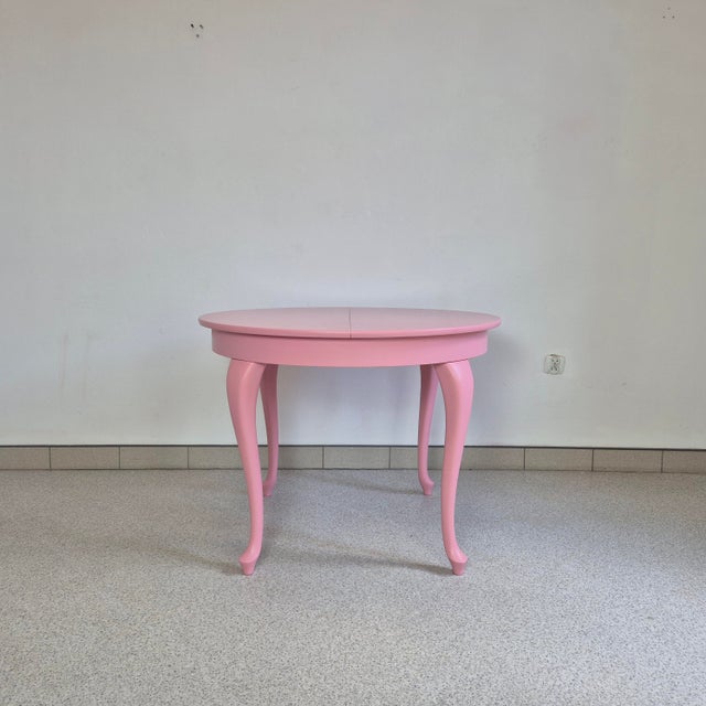 Mid-Century Round & Extendable Pink Dining Table, 1950s For Sale - Image 13 of 13