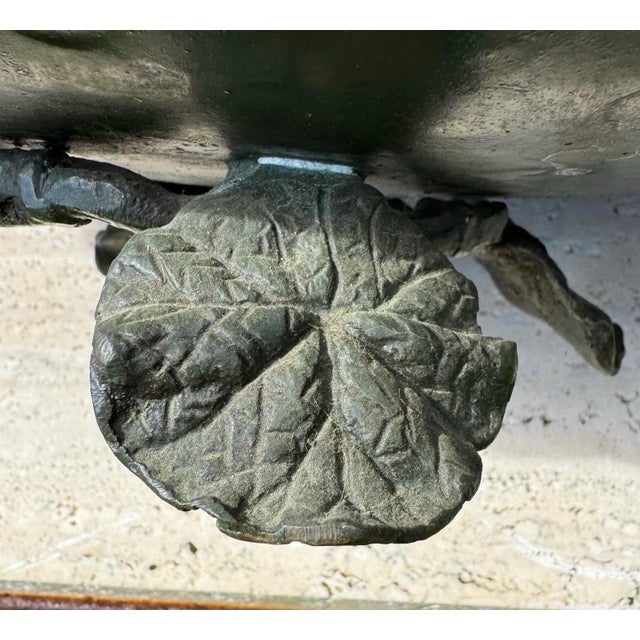 Large 16 1/2” Fine Antique Cold Painted All Bronze Basket For Sale - Image 9 of 11