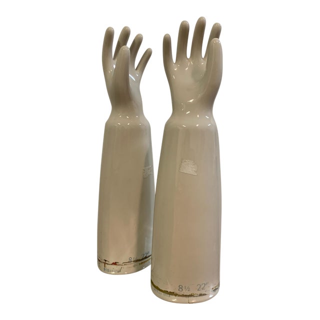 Pair of Mid 20th Century Porcelain Glove Molds For Sale
