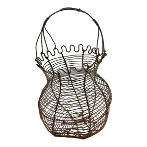 Antique French Handmade Iron Wire Kitchen Egg Basket