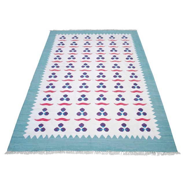 White Turkish Silk Rug Kilim Hand Woven Chintamani Motif Oushak Area Rug - 4′2″ × 6′4″ For Sale - Image 8 of 16