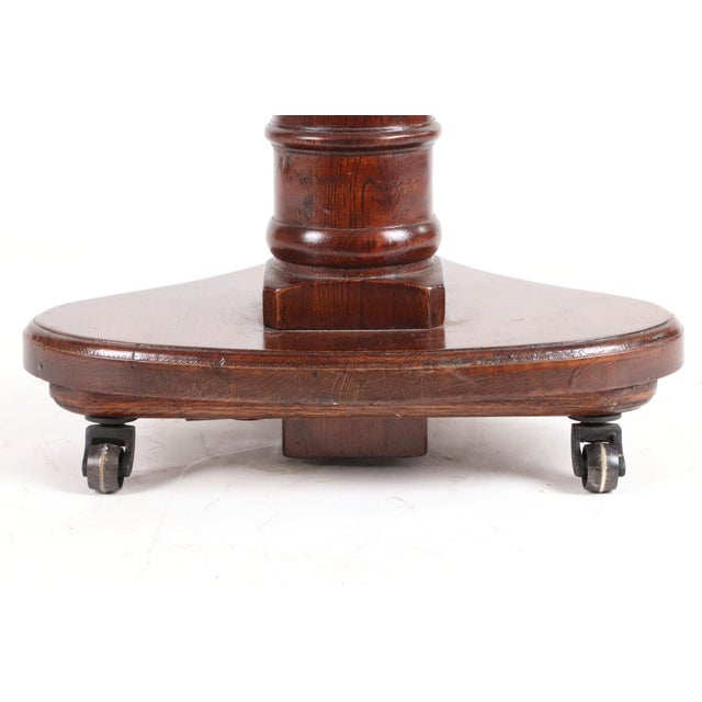 Mid 20th Century Victorian Tilt Top English Oak Reading Table on Casters For Sale - Image 4 of 8