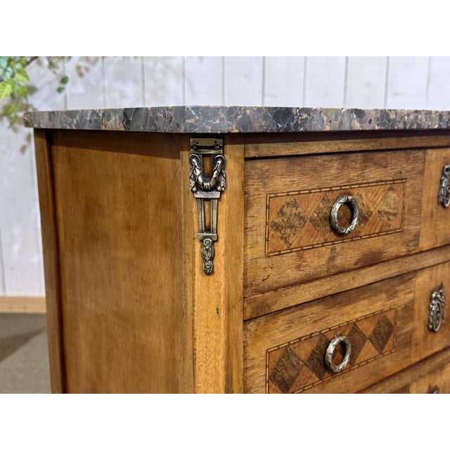 Transitional Style Walnut Commode with Marble Top, 1950s For Sale - Image 15 of 18