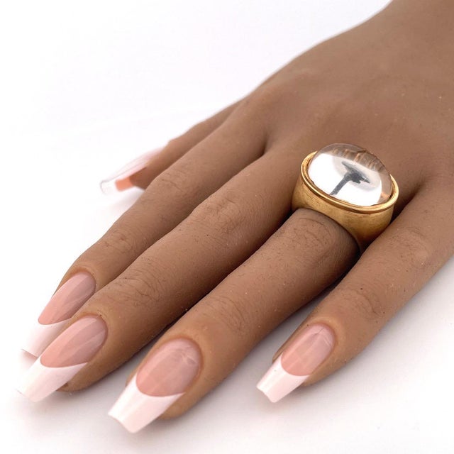 Exquisite 14k Yellow Gold Dome Ring with Crystal Elevate your style with the captivating beauty of this exquisite 14k...