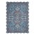 Navy Washable Folk Floral Rug with Scalloped Edge, 5x8 For Sale