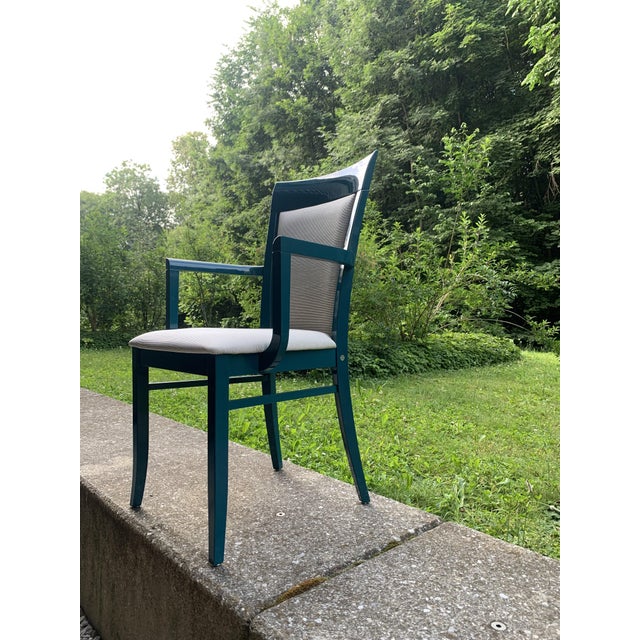 Art Deco Armchair in Green Laque by Thonet for Gebrüder Thonet Vienna Gmbh, 1980s For Sale - Image 4 of 12