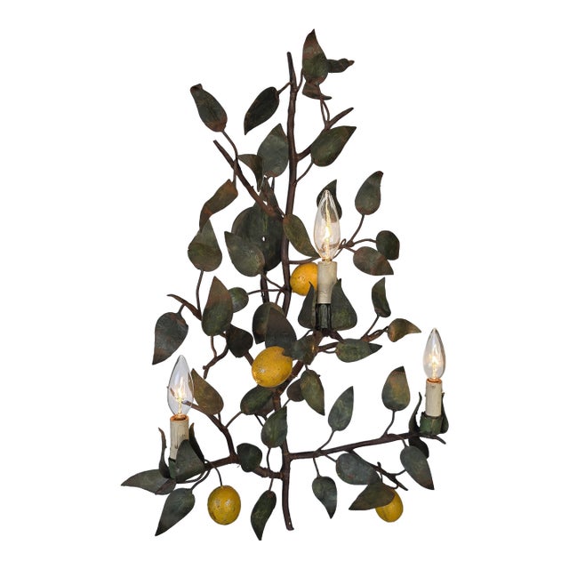 Vintage Italian Tole Citrus Wall Sconce For Sale