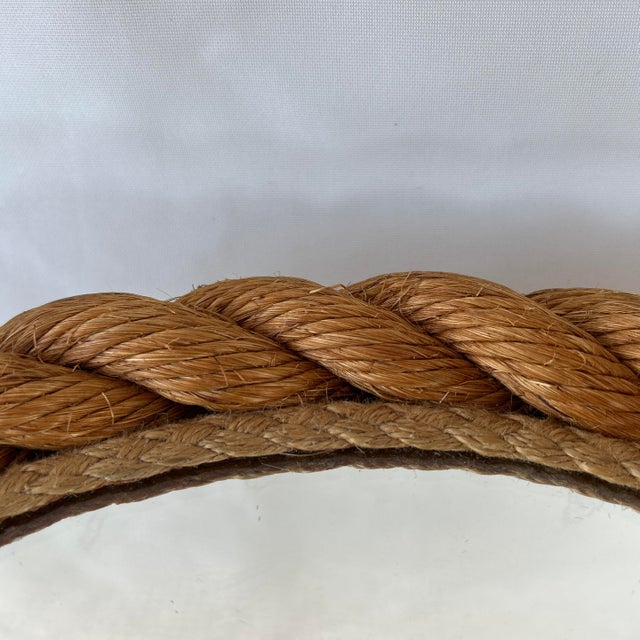 Glass Vintage 1960s French Round Rope Mirror by Adrien Audoux & Frida Minet For Sale - Image 7 of 7