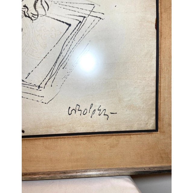 1980s Huge Vintage Original William Gropper Ink Wash Figural Drawing Sketch Painting For Sale - Image 5 of 12