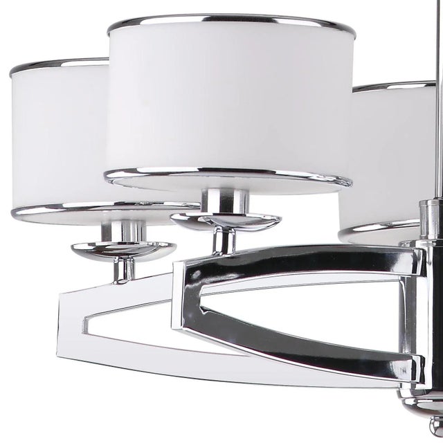 Modern 5 Light 25 Inch Diameter Drum Adjustable Pendant - Chrome For Sale - Image 3 of 6