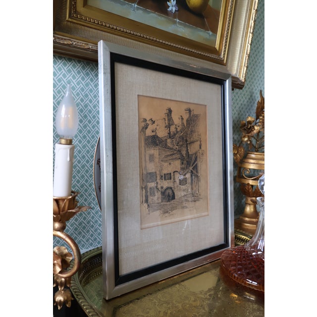 Antique Harley D. Nichols Pencil-Signed “Rath Haus, Munich” Original Etching—Framed For Sale - Image 12 of 15